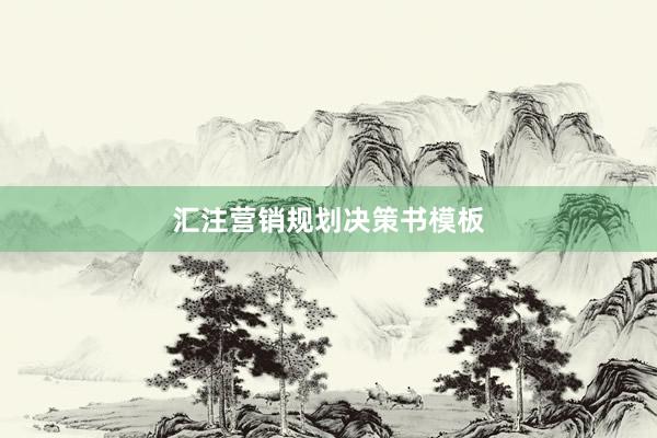 汇注营销规划决策书模板